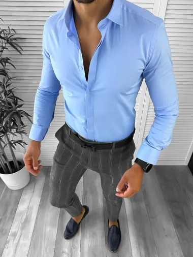 Pantaloni barbati eleganti gri B1551 I19-1 